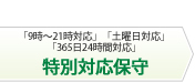 「9時～21時対応」「土曜日対応」「365日24時間対応」特別対応保守