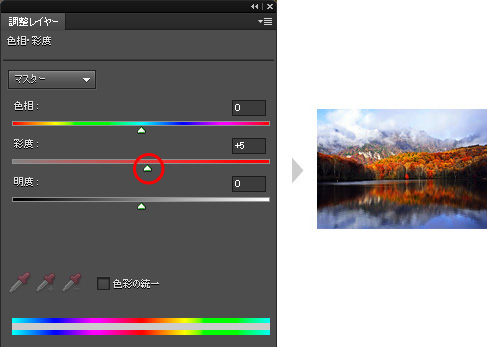 (4)「レイヤー」メニュー →「新規調整レイヤー」→「色相・彩度」を選択する