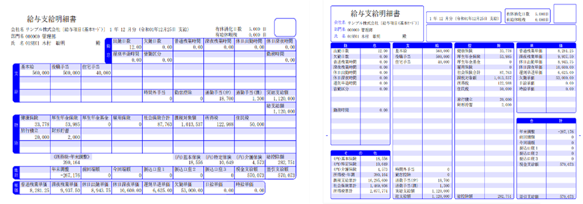 給与・賞与明細の画像