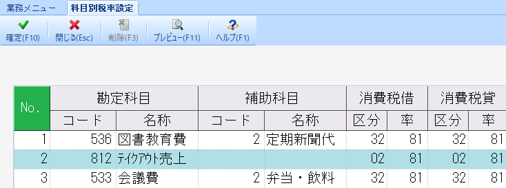 科目別税率設定