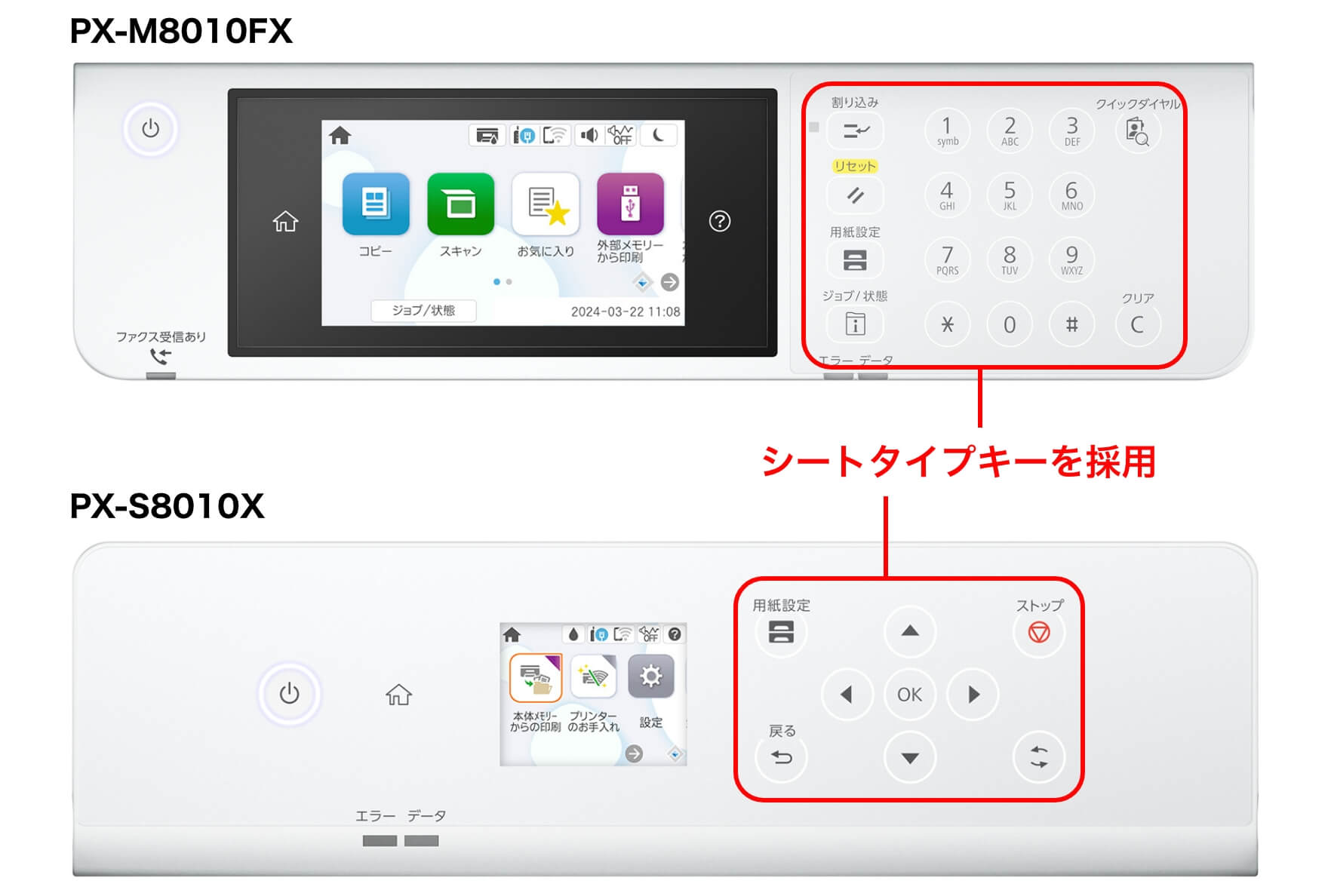汚れにくいシートタイプキー採用