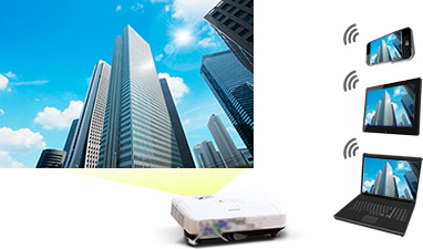 スマートフォン・タブレット・ノートPCからワイヤレス投写（EB-FH54のみ）イメージ図