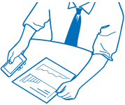 イラスト　資料を撮影してコピー