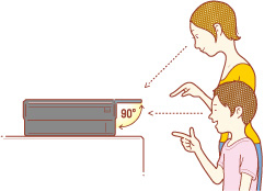 90°まで角度調整できるチルトパネル