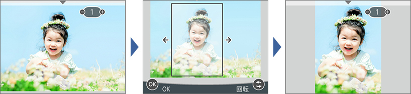 写真のトリミングも液晶画面で操作