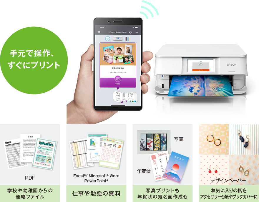スマホからすぐプリント！「Epson Smart Panel」