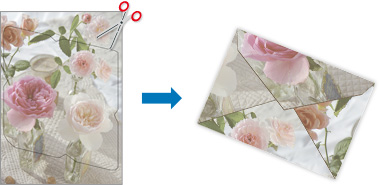 線に合わせて切って、ノリでとめると封筒の完成です。