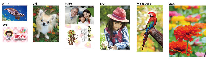 いろいろ選べるプリントサイズイメージ