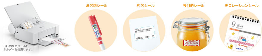 シールやラベル印刷がいろいろ楽しい！のイメージ図　同梱のロール紙ホルダーを使用します。
