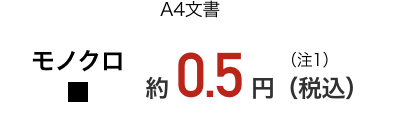 A4文書　モノクロ約0.5円（税込）