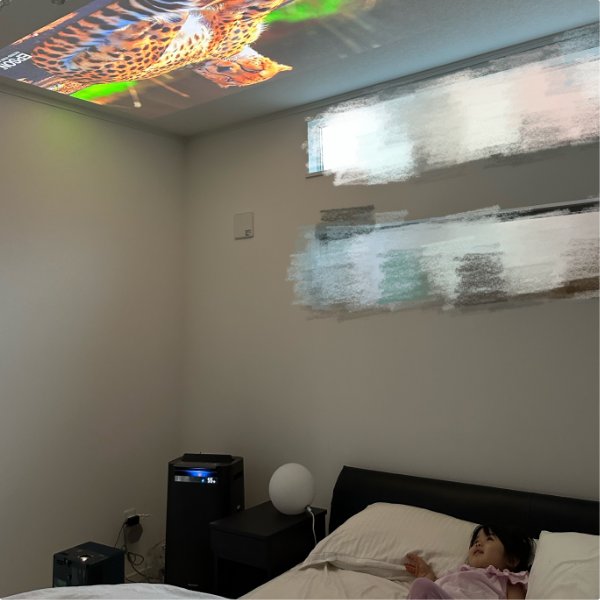 虎の天井投写を楽しむ子どものイメージ