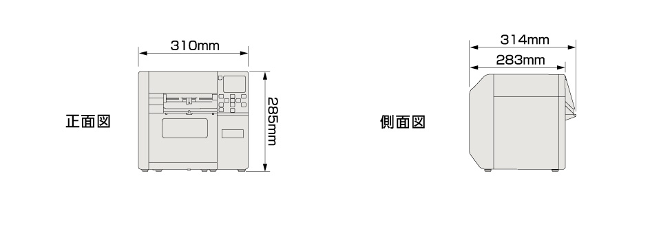 正面図、側面図