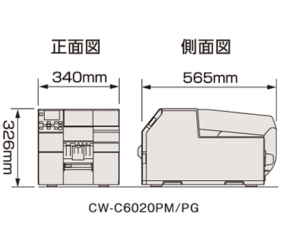 CW-C6020PM/PG　正面図 側面図