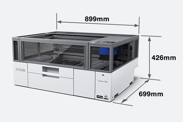 奥行70cmの台に収まるコンパクトなプリンターの画像