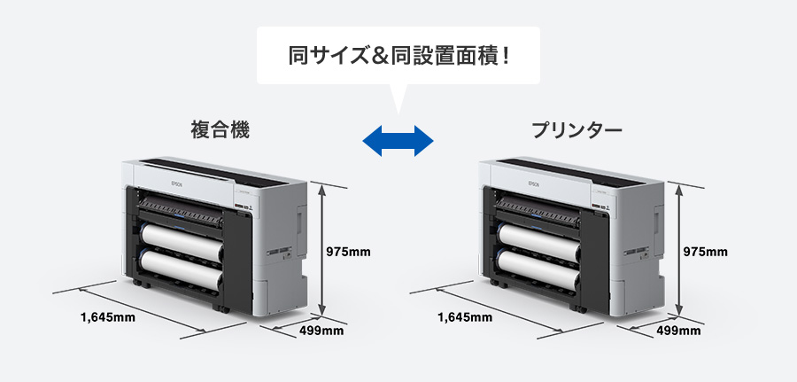 複合機がプリンターモデルと同サイズ&同設置面積！