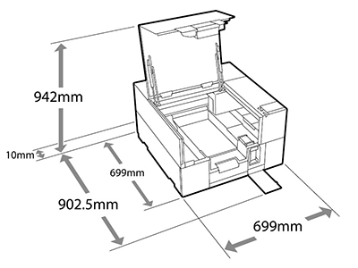 本体のサイズイメージ　W：699mm　D：912.5mm　H：942mm