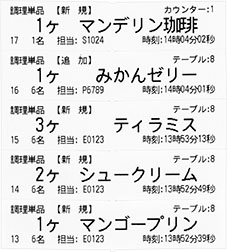 調理指示伝票