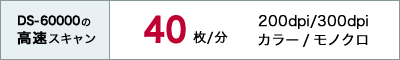 DS-60000は40枚/分（200dpi/300dpi、カラー/モノクロ）の高速スキャン