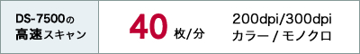 DS-7500は40枚/分（200dpi/300dpi、カラー/モノクロ）の高速スキャン