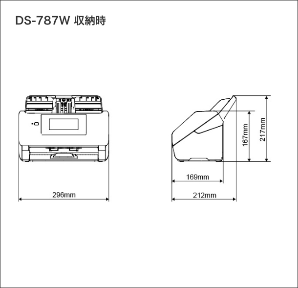 DS-787W 収納時 寸法図