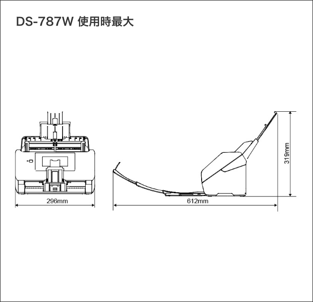 DS-787W 使用時最大 寸法図