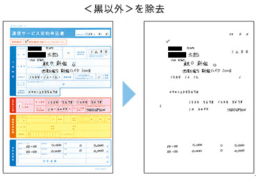 「マルチドロップアウトカラー」機能 黒以外を除去