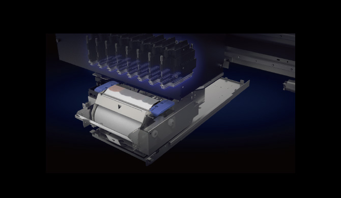 ヘッドクリーニング用布ワイパーの作動イメージ